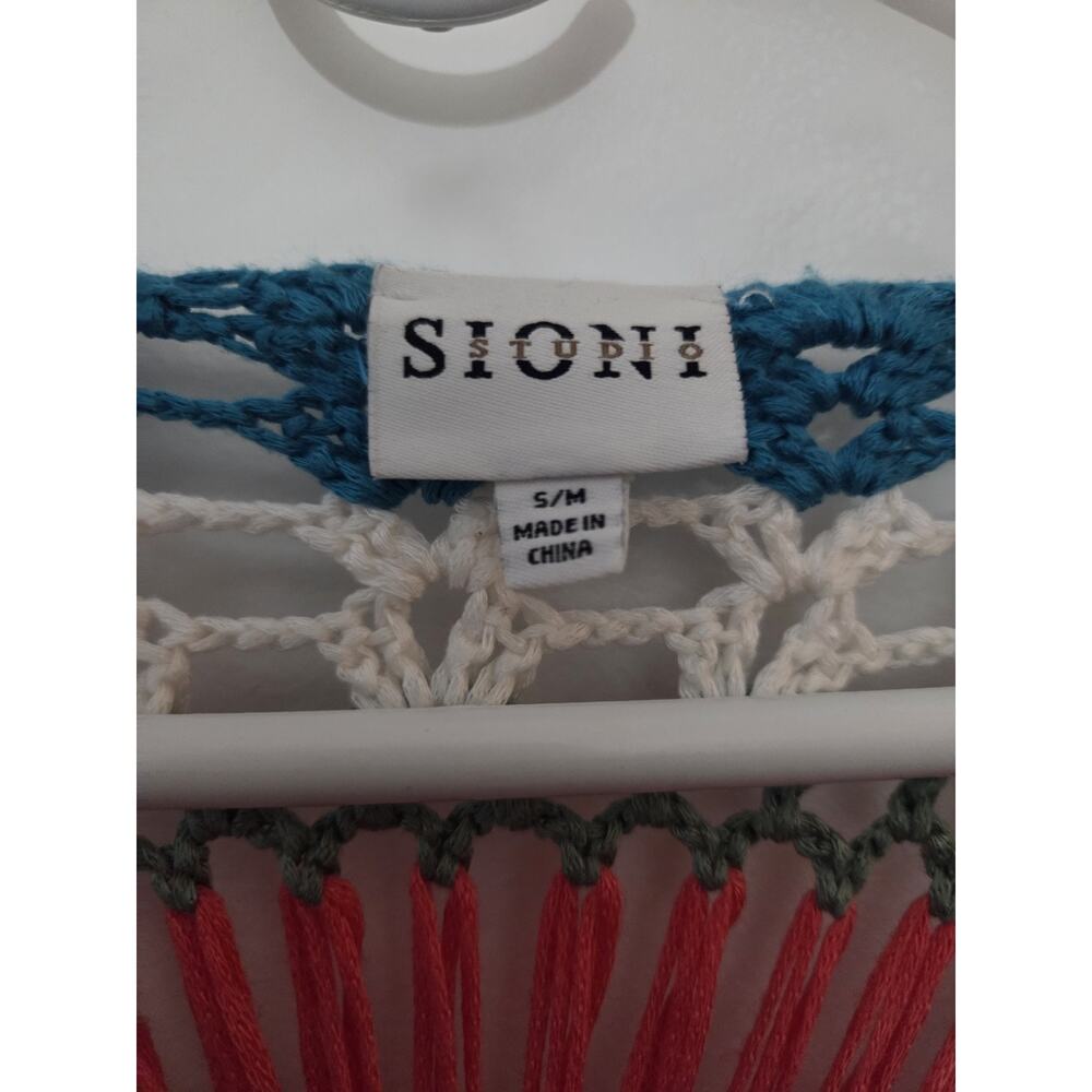 SIONI Rainbow Boho Crochet Knit Retro Hippie Top Sweater Size S / M - Picture 6 of 6